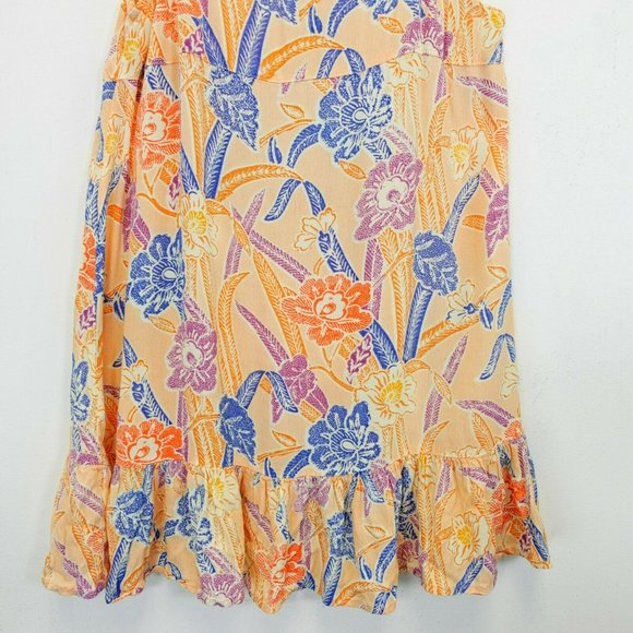Urban Outfitters Dress Medium Orange Tank Mini‎ Floral Blue Summer Boho Loose - Picture 5 of 10